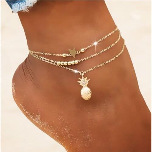 New Hot Summer Beach Anklets Gold Chain Leaf Pendant Anklet Bracelet Women Barefoot Sandals Foot Jewelry
