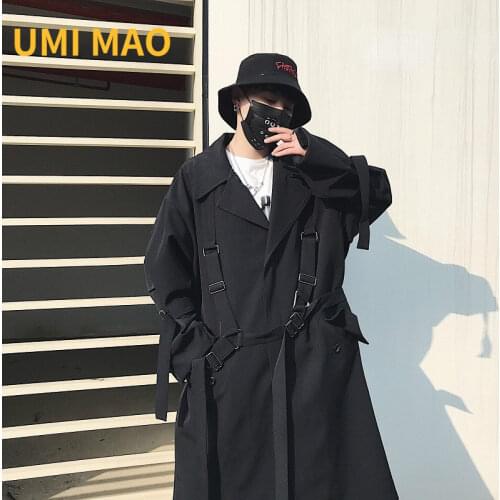 Yohji Yamamoto Dark Original High-end Custom Multi-tied Loose Versatile Womens Windbreaker Jacket Spring 2021 Long Trench Coat