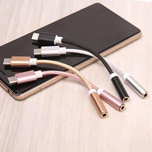 Braided Cable Adapter USB-C Type C To 3.5mm Jack Headphone Cable Audio Aux Cable Adapter for Xiaomi Huawei for Smart Phone