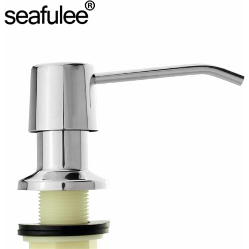 Polish Finish Stainless Steel Kitchen Sink Liquid Soap Dispenser 17OZ Bottle 3.15 Inch Threaded Tube for Thick Deck Installation