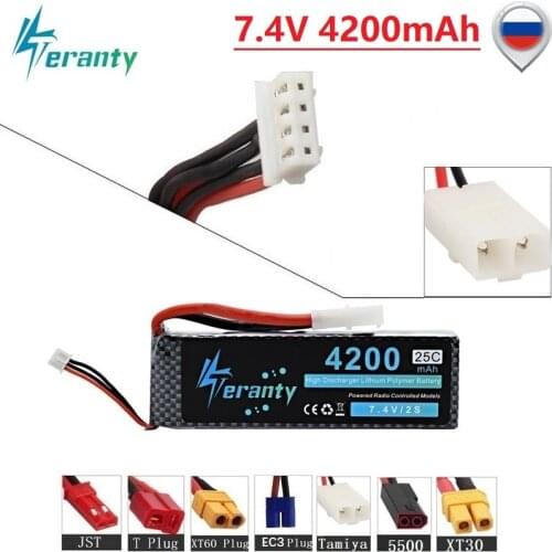 Tamiya Connectors 7.4V 4200mAh 25C-35C 2S LiPo Battery for RC Airplane Helicopter Car Boat 2S 4200 mah 7.4 V Lipo Battery T XT60