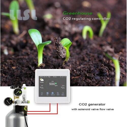 CO2 control regulator for a growroom control the startup and shutdown of CO2 generator With three-speed fan output