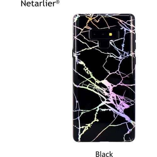 Netarlier Luxury IMD Fitted Case For Samsung Galaxy Note 8 9 S9 S9Plus Black Holo Chrome Marble Design Glossy Protective Cover