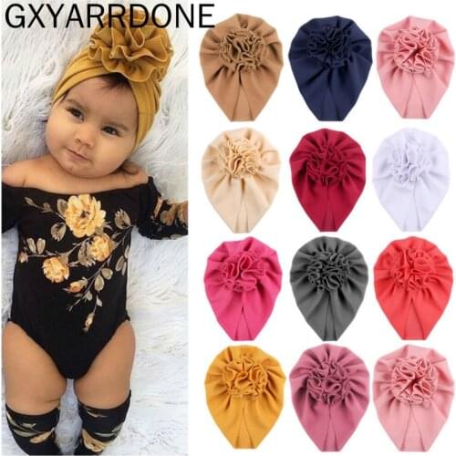 2020 Fashion Flower Baby Hat Newborn Elastic Infant Turban Hats for Girls Cotton Kids Children Beanie Cap Headwear Photo Props