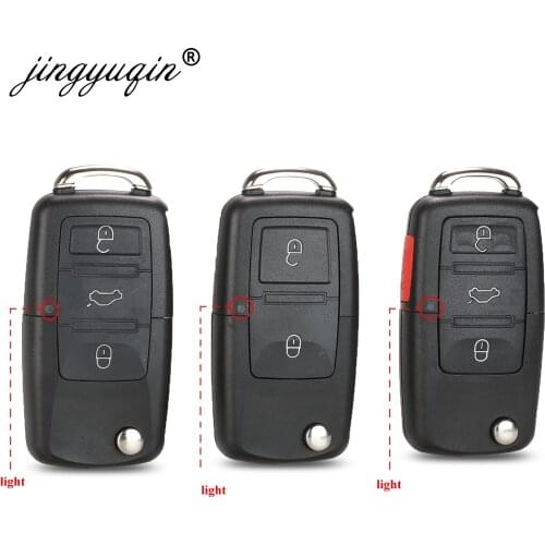 Jingyuqin Uncut Blade 2/3/4 BTN Folding Flip Remote Key Fob Case Shell For VW Golf Passat Polo Jetta Touran Bora Sharan