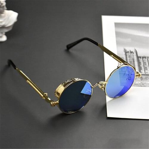 Vintage Punk Style Sunglasses Coating Mirrored Retro Round Polarized Sunglasses for Mens Womens Summer Fashion Sunglasses