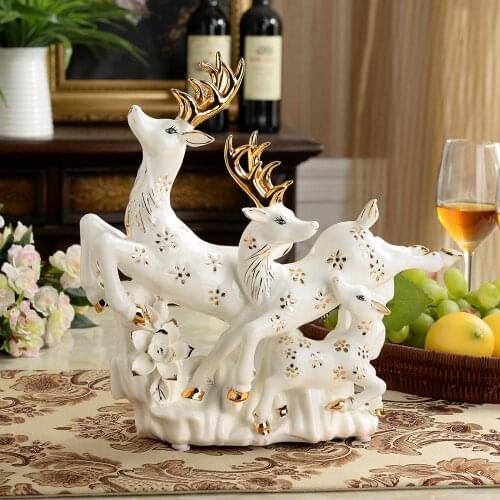 MODERN LUXURY CERAMIC DEER ORNAMENTS WEDDING GIFTS OFFICE DESKTOP ANIMAL SCULPTURE HOME FURNISHING CRAFTS ACCESSORIES DECORATION