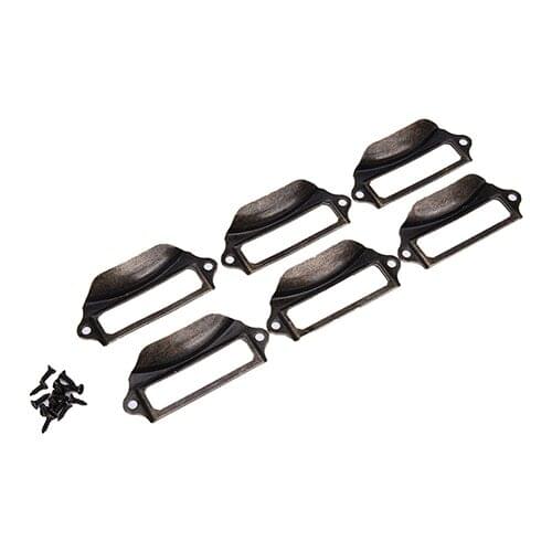 6pcs Antique Brass Metal Label Pull Frame Handle File Name Card Holder For Furniture Cabinet Drawer Box Case Hardware