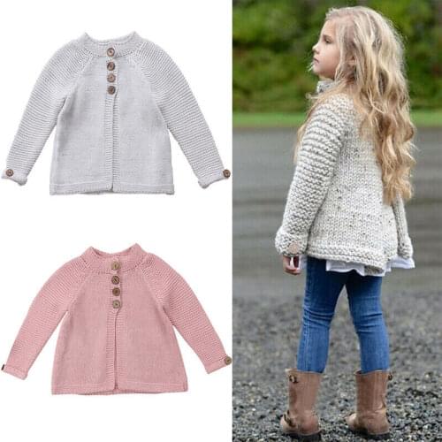 Toddler Kids Baby Girl Long Sleeve Warm Sweaters Knitted Cardigan Outerwear Clothes Outfits 1-8Years