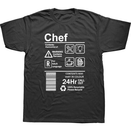Funny Chef T Shirts Unisex Graphic Fashion New Cotton Birthday Gift Short Sleeve O-Neck Hip Hop Cooking T-shirt