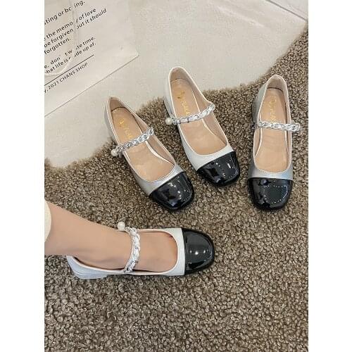 High heels design sense 2021 spring and autumn womens new fashion shallow mouth thick bottom Mary Jane shoes Velcro