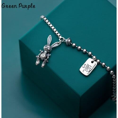 925 Silver Rabbit Bracelet Punk Jewelry Charm Bracelet Bijoux Minimalism Bangles Vintage Joyas Boho Silver Bangles for women