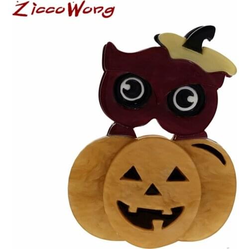 ZiccoWong Happy Halloween Owl Pumpkin Brooches Pin for Women Men Fashion Animal Badge Pin Lapel Kids Friend Party Gift Jewelry
