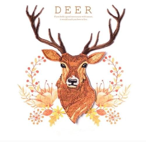 1pc New Deer Applique Embroidered Iron on Cute Animal Patches For Clothing Sticker Diy Craft Repair Home Decorative Accessory
