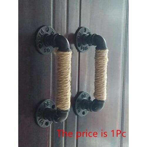 1PC Industrial style loft retro water pipe large cabinet wooden door European style handle creative wrought iron hemp handle