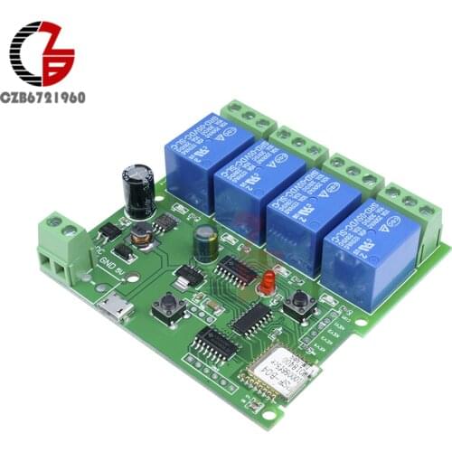 12V 220V Wifi Relay Switch 4 Channel Wireless Wifi Relay Module Remote Control Switch App Control Switch 5-32V for Smart Home