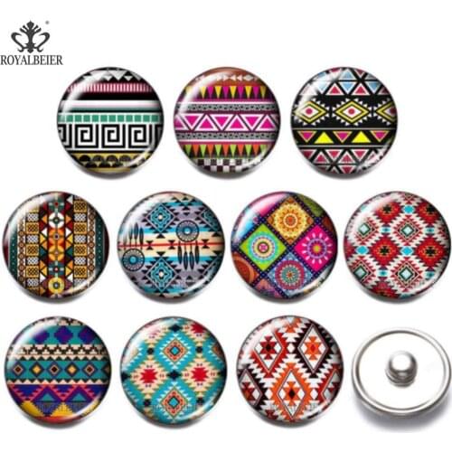 18mm Mixed Exotic Country Glass Snaps 10pcs/lot Glass Snap For 18mm Snap Bracelet Pendant Jewelry Accessories Applicable