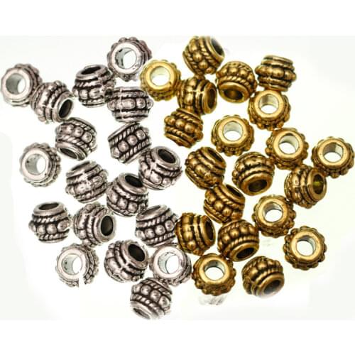 20pcs 8x6MM Antique Gold Silver Tone Tibetan Spacer Metal Beads For Needlework For Diy Jewelry Making Bracelet Findings