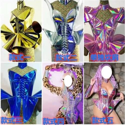 2021 Nightclub Bar DJ Festival Outfits Patent Leather Series Singer Sexy Bodysuit Women Gogo Performance Rave Clothes DN7513