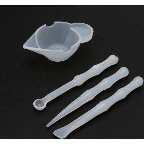 4Pcs Silicone Mixing Cups Stirrers Spoon Scraper DIY Resin Jewelry Making Mold Drop Shipping