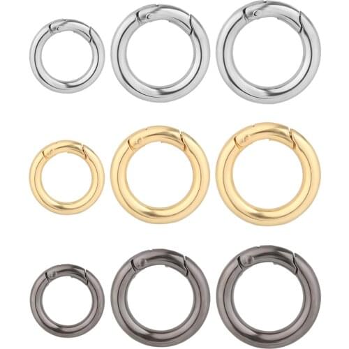 5pcs Gate Spring O-Ring Buckles Clips Carabiner Purses Handbags Round Push Trigger Snap Hooks Carabiner For bag clothes