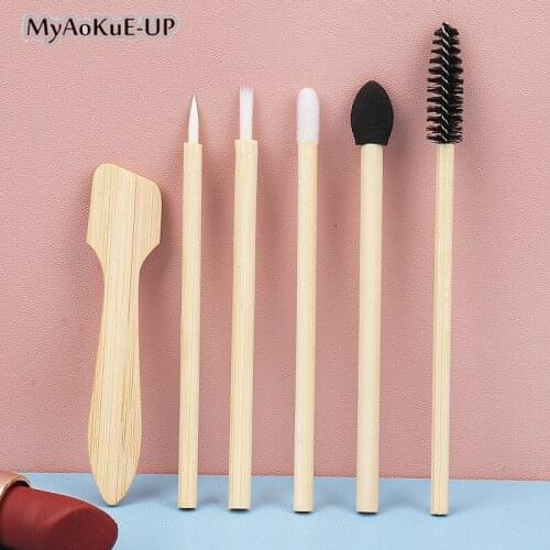 6pcs/set Makeup Brush Disposable Applicators Foundation Blush Microbrush Face Mask Lip Eyeliner Eyebrow Eyelash Spoolie Brush