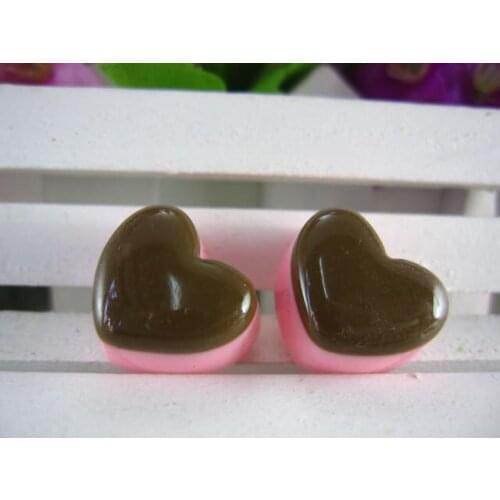 50pcs/lot DIY resin cabochons accessories flat back resin cake heart shaped 17*13mm