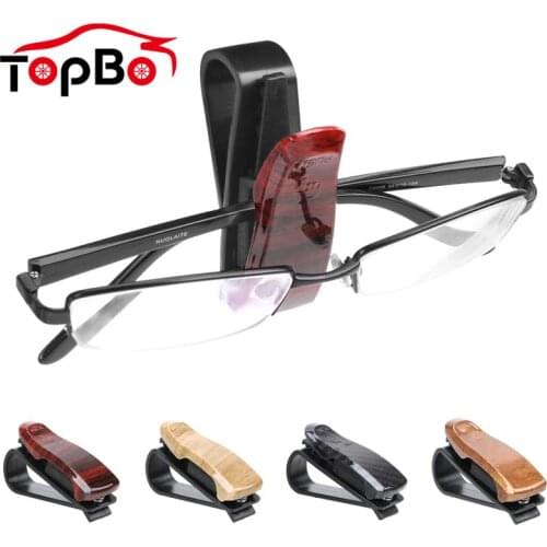 Car-styling Sun Visor Sunglasses Clamp Eyeglasses Holder Wood Carbon Grain Glasses Case Auto Fastener Ticket Clip Glasses Holder