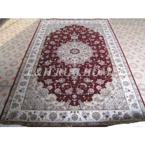 Free shipping 6'X9' 160 Line Hand-knotted Wool and silk Oriental Persian carpet handmade carpet