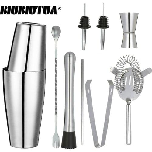 BIUBIUTUA Boston Shaker Professional Stainless Steel Bartender Wine Cup Cocktail Mixer Martini Cocktail Shaker Bar Set