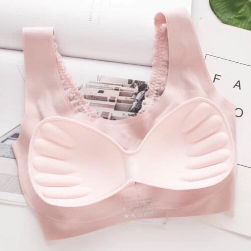 Soft Ice Silk Wrapped Chest Bras For women Beautified Lace Back Full Cup Bra Strapless Push Up Padded Bra Sexy Seamless Lingerie