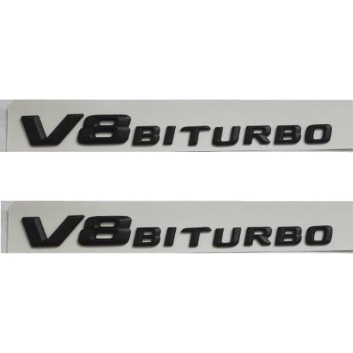 2pcs Black V8 BITURBO Letters Fender Emblem Badge Emblems for Mercedes