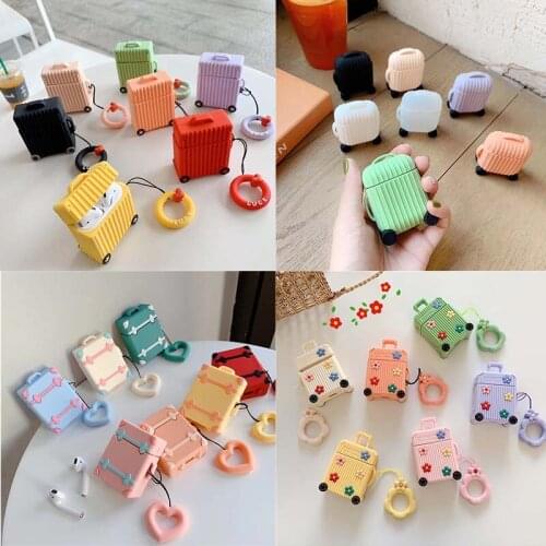 For Airpods Case 3D Cute Cartoon Trunk Luggage Case for Apple Airpods 1 2 Protector Protective Cases Covers