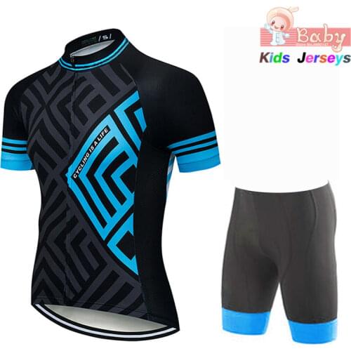 2020 Breathable Quick Dry Kids Cycling Jersey Set Shorts Children Geometric Patterns Bike Clothing Boys Summer Bicycle Wear