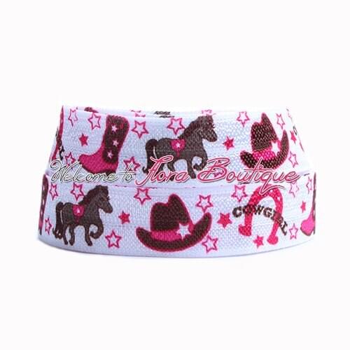 FLRA ElasticAmerican western cowgirl printed fold over elastic ribbon