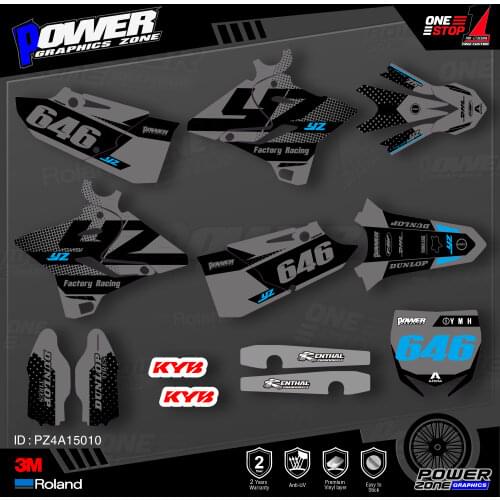 PowerZone Custom Team Graphics Backgrounds Decals 3M Stickers Kit For YAMAHA 2015 2016 2017 2018 2019 YZ125-250 010