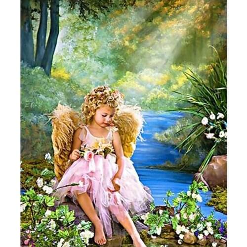 Oil Painting Peony Painting By Numbers Angel Girl Paint Romantic Flower DIY Canvas Picture Hand Painted Home Decor Diy Frame Gif