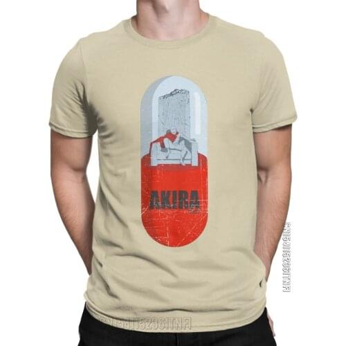 Mens T-Shirts Akira Pill Kaneda Vintage 100% Cotton Tees Classic Short Sleeve T Shirts Crew Neck Tops 2XL 3XL