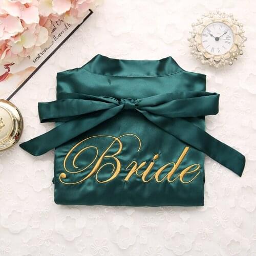 Green Rayon Bridesmaid Bride Robe Sexy Women Embroidery Wedding Kimono Robes Sleepwear Nightgown Dress Woman Bathrobe Pajamas
