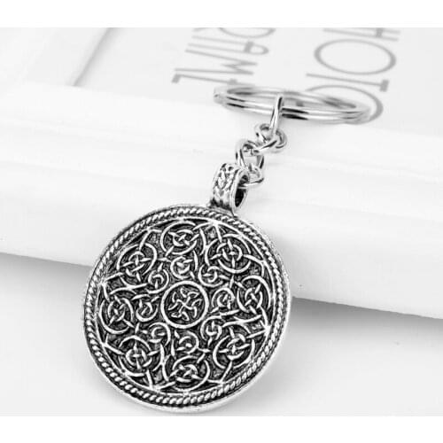 HEYu Viking Rune Amulet Wiccan Keychain Holder Irish Knot Cross Pendant Keyrings Metal Keys Holder