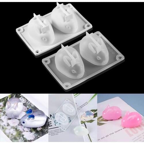 Crystal Silicone 3D Bunny Rabbit Cake Molds Epoxy Resin Molds for Cake Decorating Mould DIY Resin Crafts Jewelry Making Tools