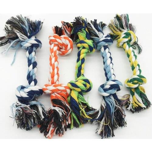 Pet Clean Teeth Toy Double Knot Cotton Rope Toy Dog Molar Toy Dog Chew Durable Braided Bone Rope Toy Pet Interactive Accessories