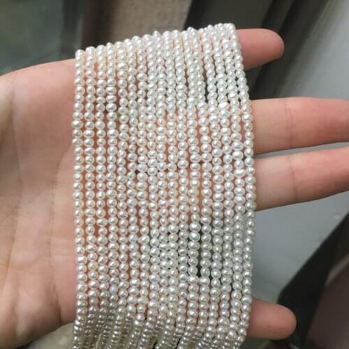 Cultured Seed Pearl Round Shape Beads with Size 2.5-3mm Perfect Luster for Jewelry DIY Loose Pearl Strands Necklace