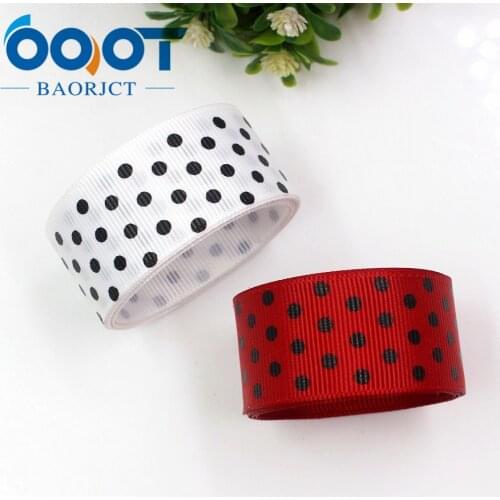 OOOT BAORJCT 1710111 25mm10 yards black dots ribbons with heat transfer lattice wedding accessories DIY handmade material