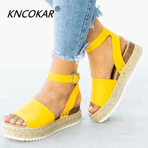 KNCOKAR Summer high heels 2019 womens sandals wedge shoes womens sandals flip flops simple comfortable womens sandals