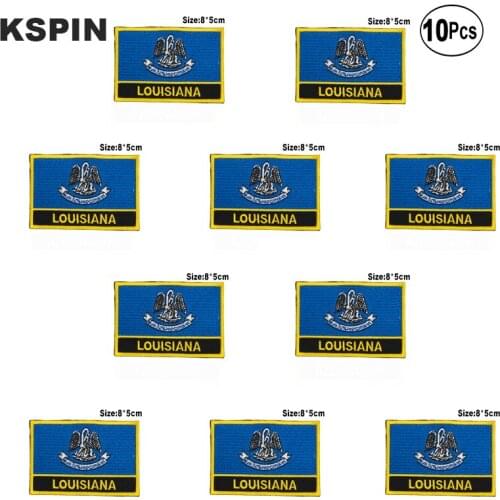 Louisiana Rectangle Flag Embroidery Patches Iron on Saw on Transfer patches Sewing Applications