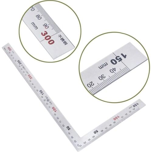Stainless Steel 15x30cm 90 Degree Angle Metric Try Mitre Square Ruler Scale