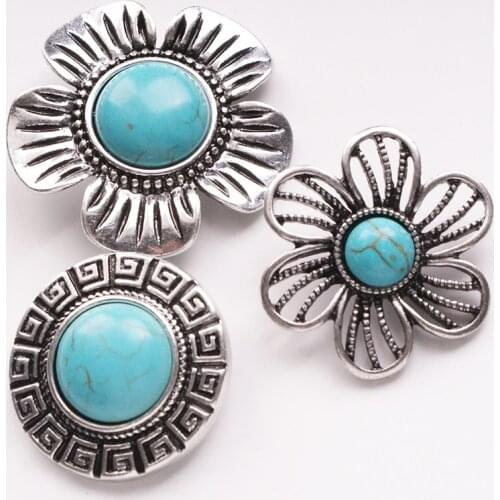 MF7206 stone classical flower Metal 18mm Snap button jewelry DIY bracelet
