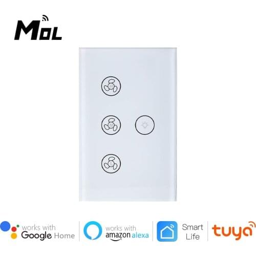 MOL Smart Wifi Fan Light Switch,US Ceiling Fan Lamp Switch Tuya Remote Various Speed Control Work with Alexa, Google Home