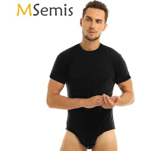 Mens Catsuit Swimsuit One Piece Gymnastics Swimwear Press Crotch T-shirt Bodysuit Jumpsuit Romper Pajamas Male Swimming Sui